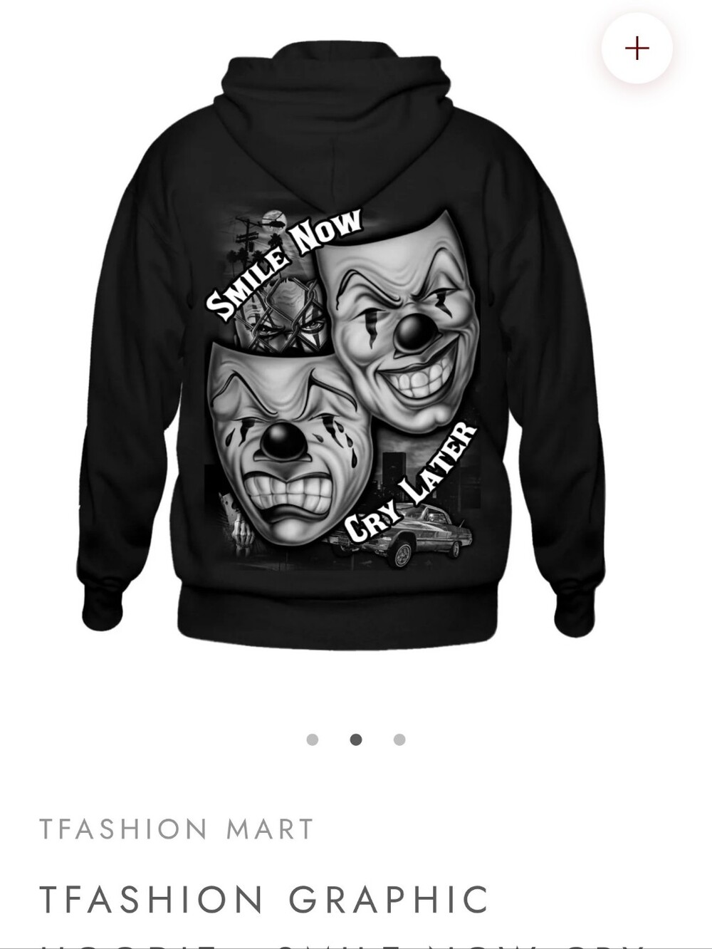 TFashion Graphic Black Hoodie - "Smile Now, Cry Later"